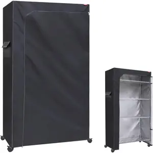 Wire Shelf Cover Dust Protective Heavy-Duty Storage Rack Cover (30" Wx14 Dx62 H),The Two-Way Zipper Design can be Opened up, Down, or All for Easy Access (No Shelves,Black)