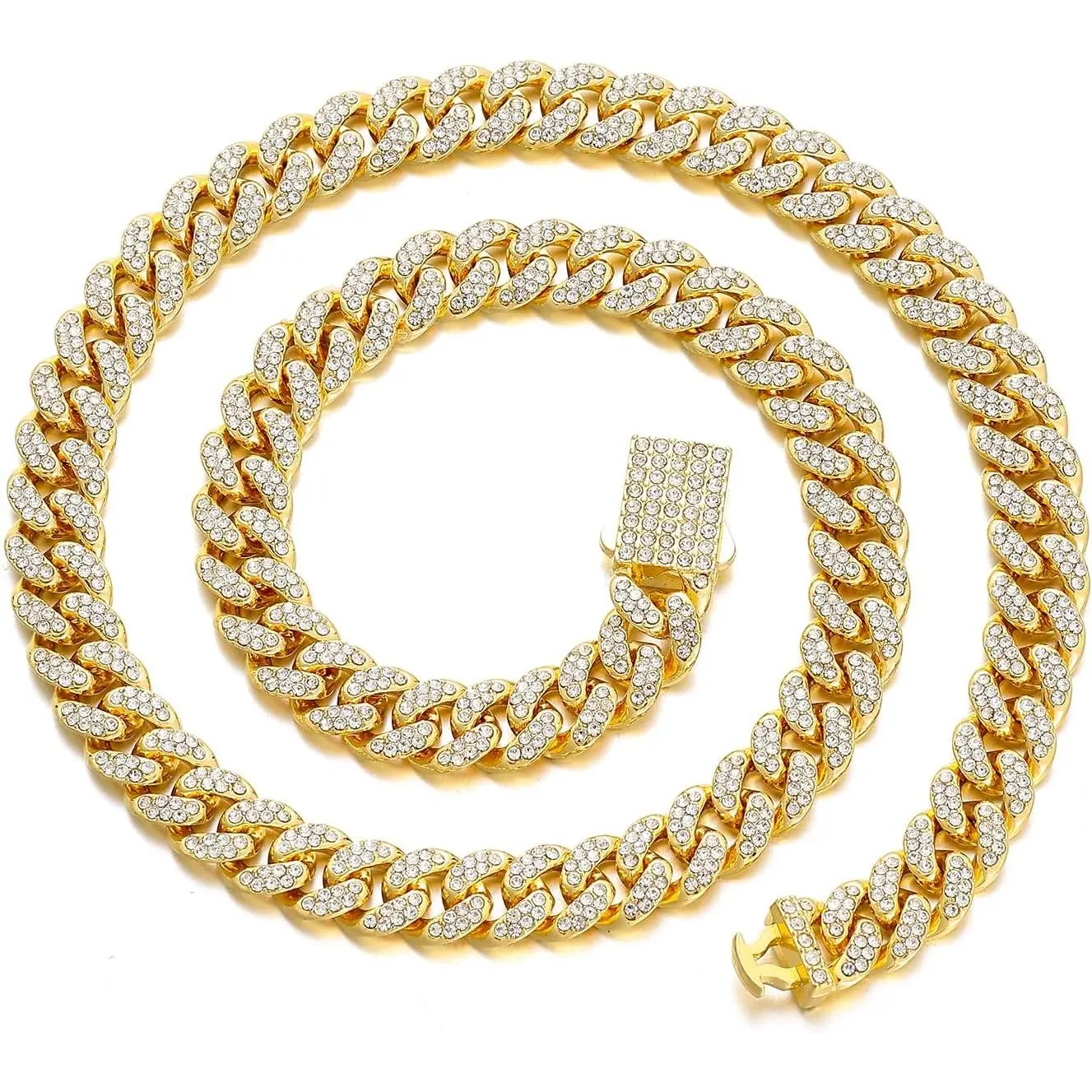 Iced Out Cuban Link Chain 10MM / Plated Cubic Zirconia Necklace Miami Bling  Hop Chain  for Men Women