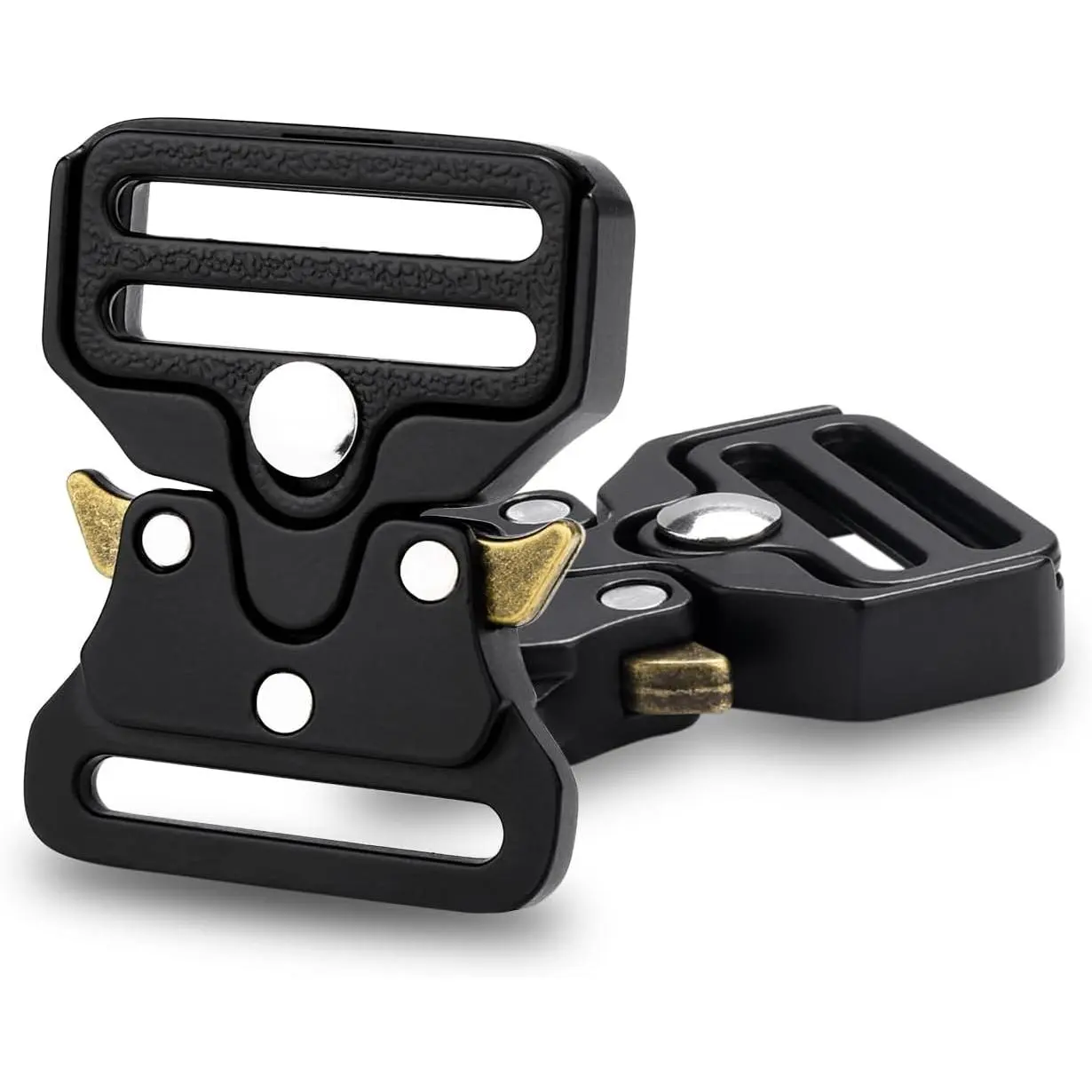 2 Pack Metal Duty Belt Buckle Replacements, 1 Inch Metal Buckle Clips for Dog Collars, Keychains, Hunting Belt Bags, Paracord Bracelets Buckle Hardware (Black)