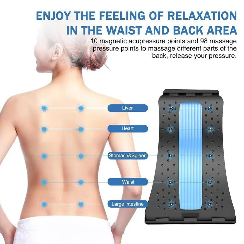 Spine Stretcher Lumbar Support Board - 4 Adjustable Levels, 10 Magnetic Acupressure Points, 98 Massage Pressure Points for Body Care, Back Care, Posture Relief (Fitness Balance Training Relaxation Tool)