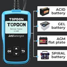 TOPDON AB101 Car Battery Tester 12V Car Battery Load Tester on Cranking Charging Systems, 100-2000 CCA Automotive Alternator Analyzer for Cars/SUVs/Light Trucks with Flooded AGM Gel Types