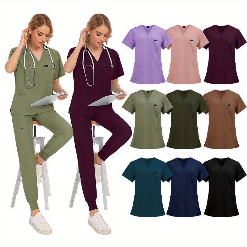 Unisex Uniforms Beauty Costume Women Nurse Doctor Set Clinic Workwear Pet Vet Tops Pants Comfortable Leisure Care Center Daily Practical Work Clothes Set