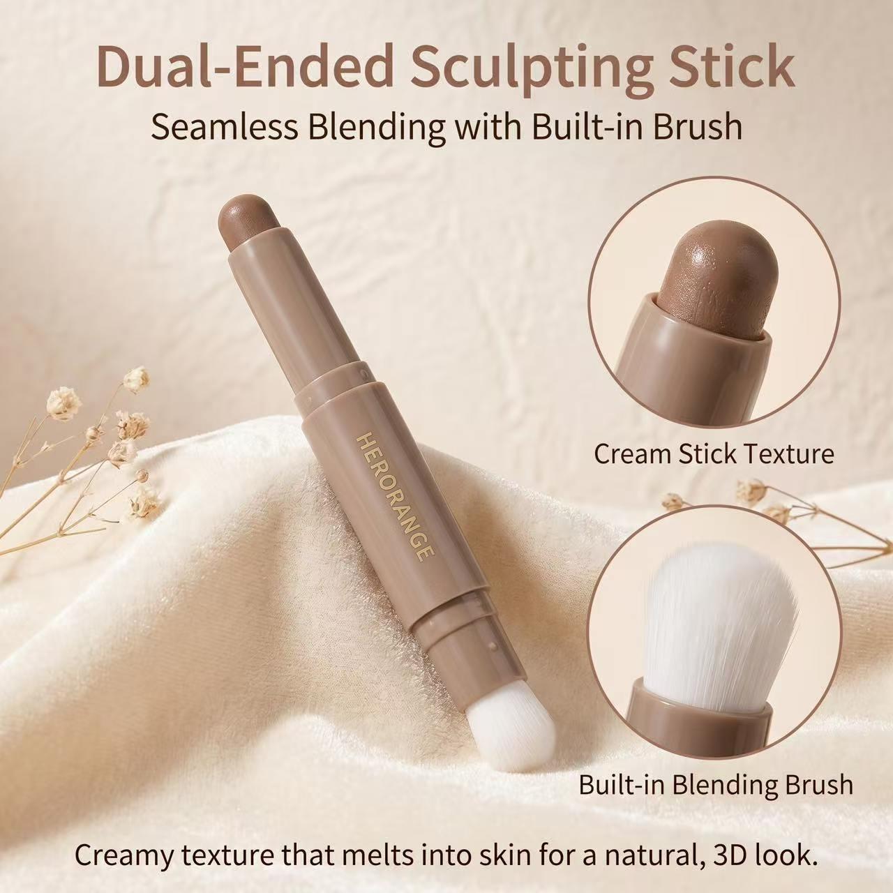 One-Step Dual Shade Contouring Pencil, Nose Shadow Face Contour, Smooth Blend, Natural Finish, Ideal for Daily Commute, Recyclable