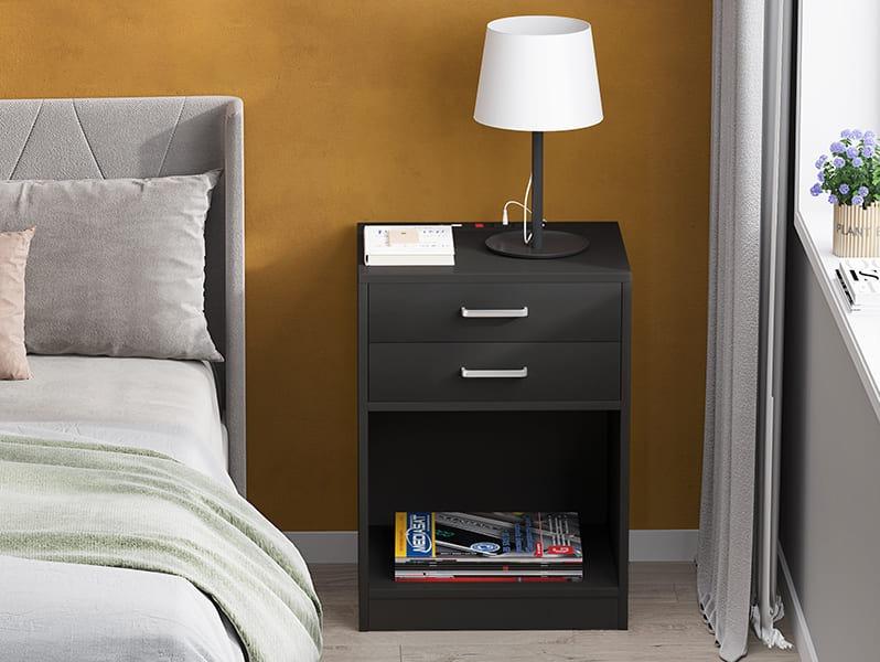 Sikaic 2PCS Nightstand With Charging Station Drawers Bedside Table Sikaic 2PCS Nightstand With Charging Station Drawers Bedside Table