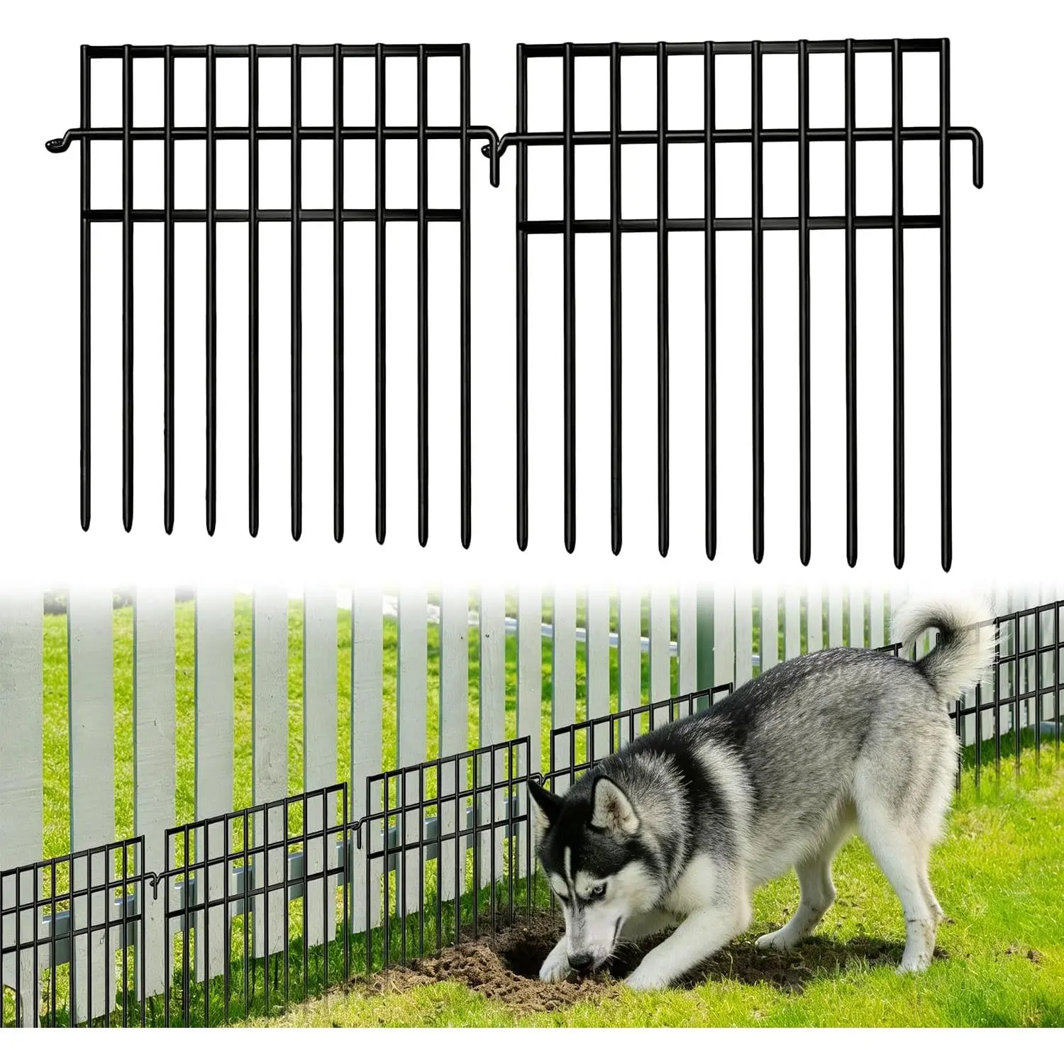 14-Panel Decorative Metal Wire Fence, No-Dig 13in(H) x 19.9ft(L) Outdoor Garden Barrier, Rustproof Border for Yard, Patio, Under Fencing, Fence Panel