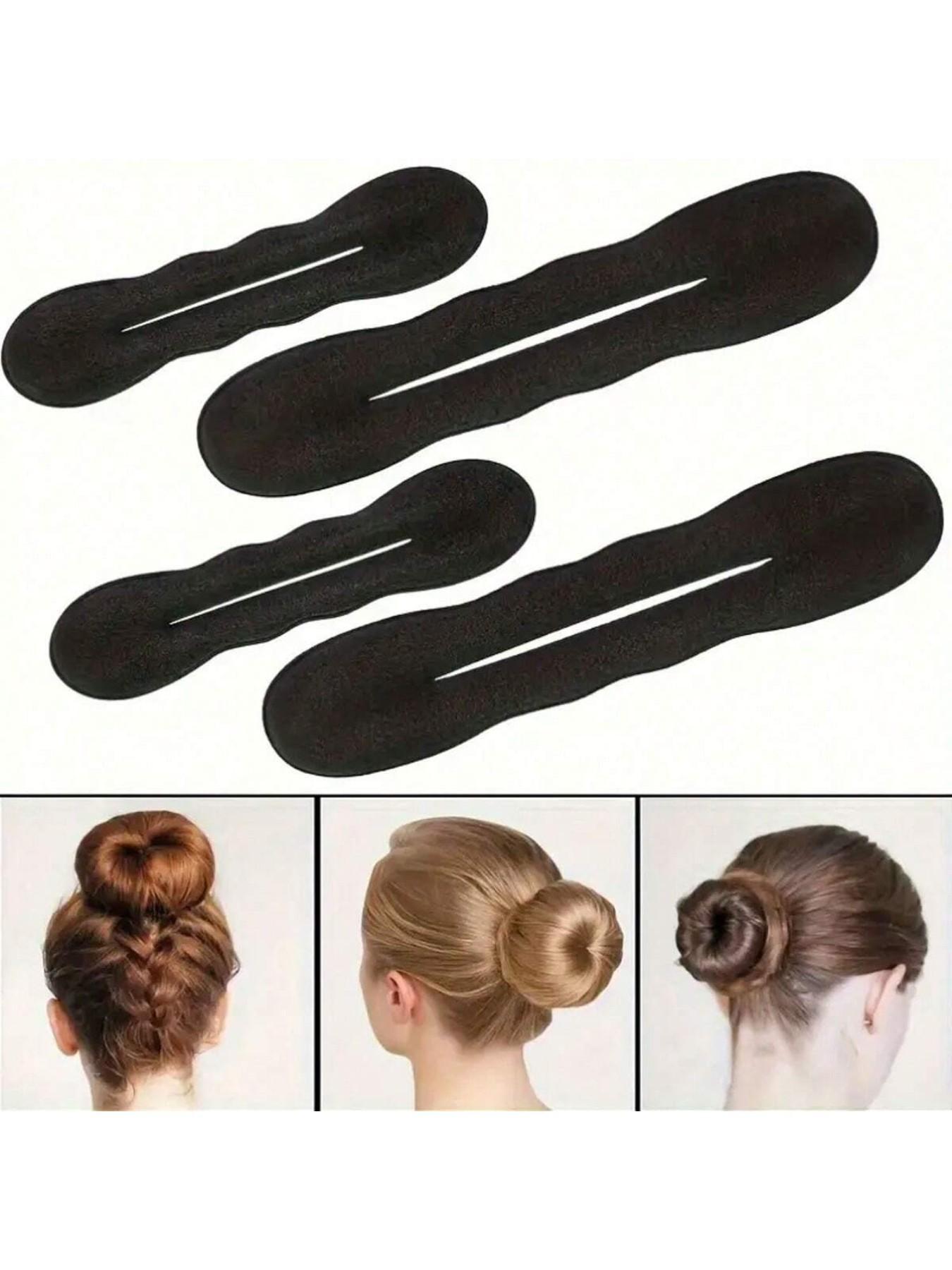 3/2/1pcs Boho Style Hair Bun Creators，Lazy Hair Curler Bun Clips Magic Beauty Hair Hairstyle Foam Sponge Donut Maker Ponytail Bun Maker - Non-Woven Fabric, No Power Needed, Perfect for Daily Use,Stylish Black Foam Rolls for Women,