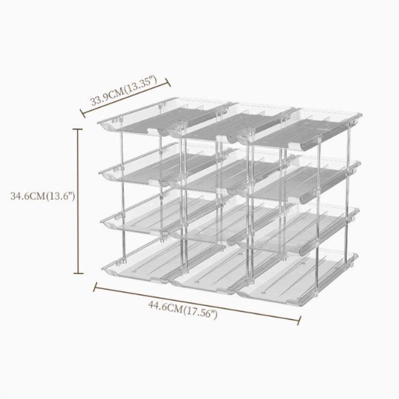 Large Capacity Can Organizing Rack for Food Storage, Transparent Plastic 2-Layer Rolling Soda Can Holder, Space Saving Food Organizer