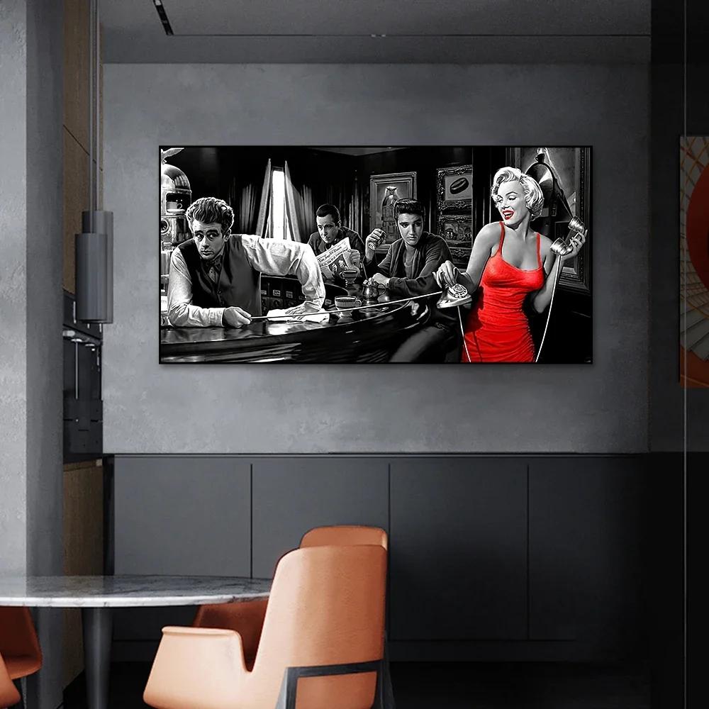 James Dean Marilyn Monroe Elvis Presley Legendary Character Vintage Wall Art Canvas Painting Poster Canvas Prints Interior Home Decoration Mural(No Frame)