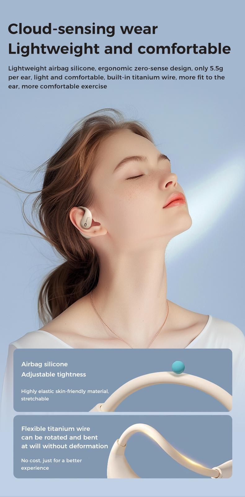 MINISO X33 Wireless Bluetooth With APP ，Open Earphones 5.4 Compact and Lightweight Hanging Earphones Immersive High-Quality Sound Long-Distance Connection Built-in Microphone One-Click Answering and Song Switching