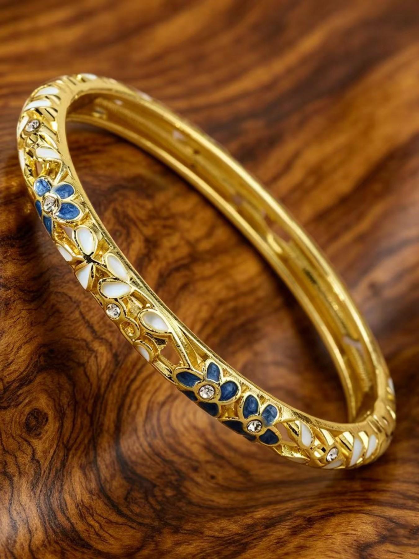 Vintage Court Style Oil Drip Flower Exquisite Bangle Bracelet, Jewelry Bracelets, Versatile Accessory, Elegant Geometric Design, Perfect Gift for Valentine's Day, Christmas, Parties, Anniversaries