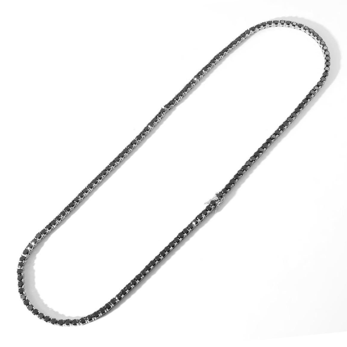 Black Moissanite Tennis Chain Hip Hop Jewelry Black Plated  Out Tennis Bracelet Necklace for Men Women, Luxury Bling Diamond Look, Gift for Him Her, Birthday Anniversary Father's Day