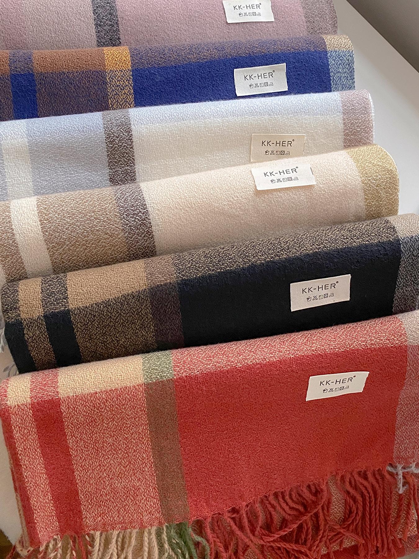 Elegant Plaid Scarf for Autumn & Winter, Soft Warm Shawl for Men & Women, Casual Fashion Accessory, Fitted Style, Checkered Scarf