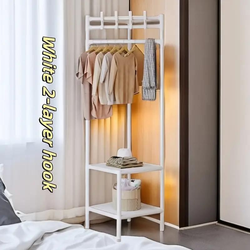 Multi-Layer Clothes Rack Organizer with Hooks, Easy Assembly, Corner Design, Ideal for Home Use, Bedroom Storage, Modern Durable Material