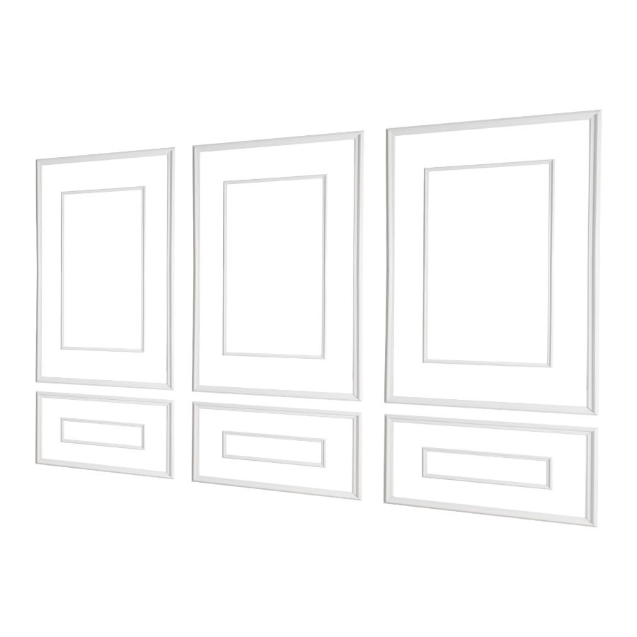 VEVOR 3-Pack Wall Molding Wainscoting Panels Kit, Dual-Line Wide-Narrow Profile, Lightweight Paintable Polystyrene, Easy-Install Accent Wall Trim for Interior Living Room, Bedroom, White