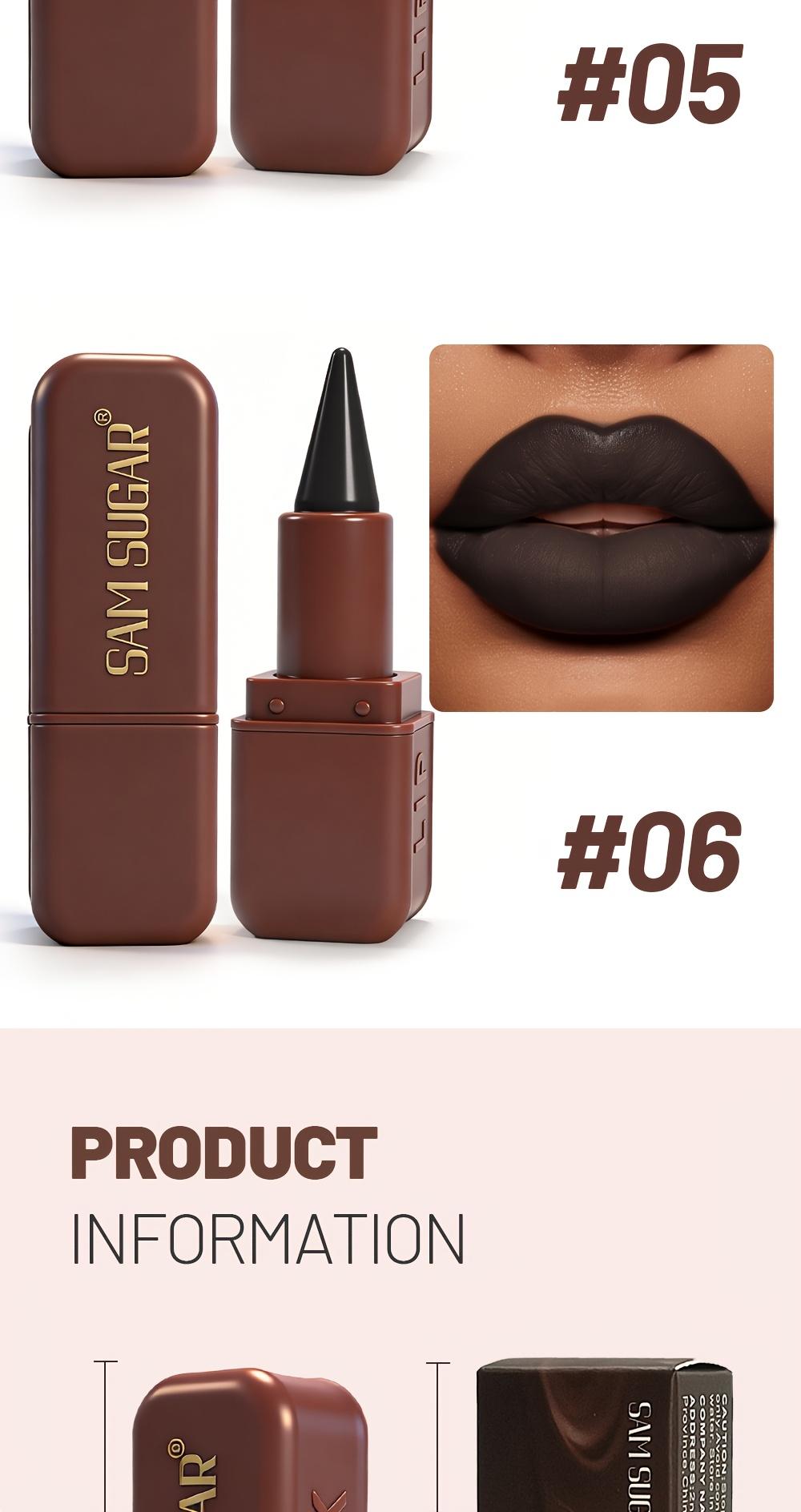 1pc SAM SUGAR Chocolate Matte Lipstick, 6 Colors Long-Lasting Waterproof Lip Stick, Smooth Velvet Lip Tint for Daily & Party Makeup