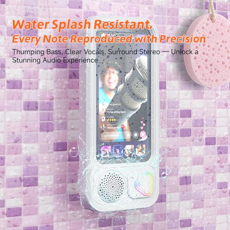Waterproof Box Speaker, Bathroom Waterproof 360° Rotating Touchscreen, Bluetooth-compatible Speaker, Watch Movies, Listen Music, Phone Stand