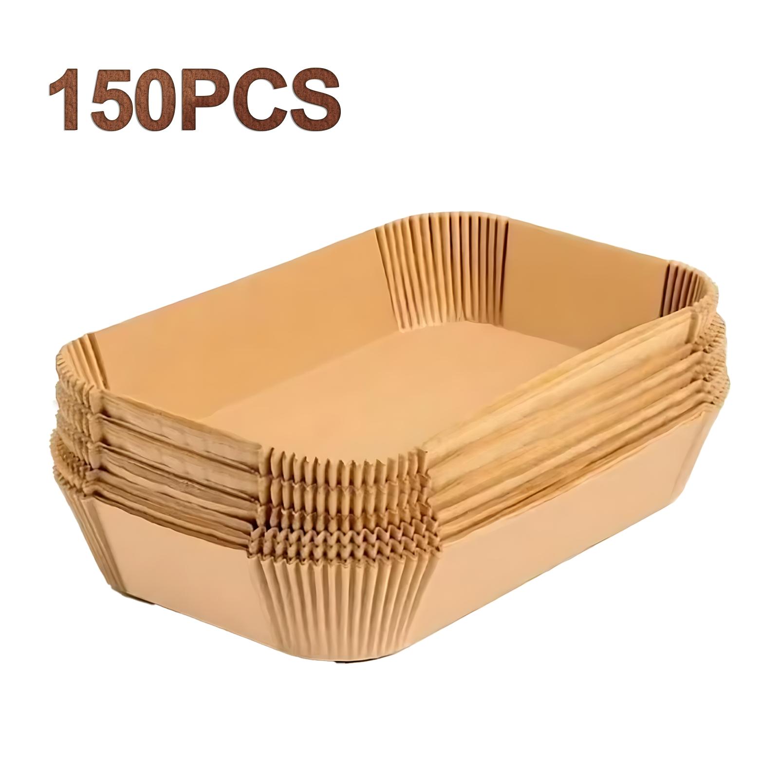 150 Pcs Non-Stick Air Fryer Liners, Rectangular Air Fryer Paper, Multifunctional for Baking, Roasting, Microwave, Home & Commercial Use
