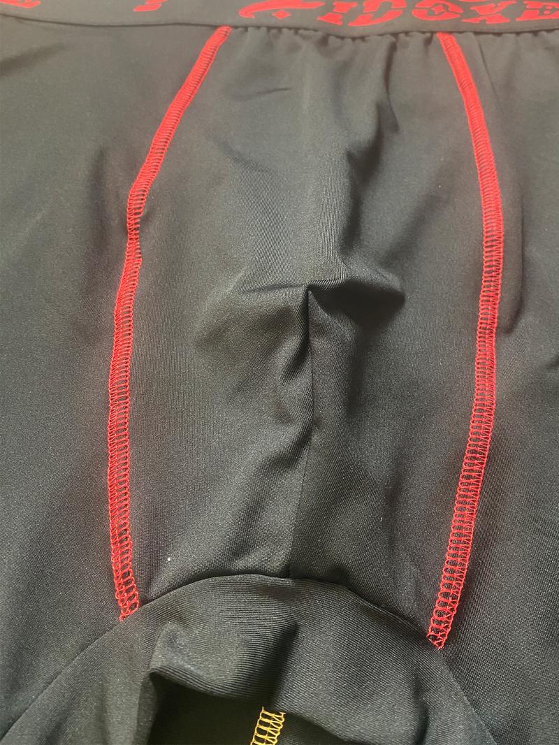 【Plus Size】 Colorblock Letter Print Boxer Brief, Breathable Comfortable Sports Underwear for Men, Men's Sport & Outdoor Clothing for Daily Wear, Boxers for Men, Stretchy Underwear, Soft Breathable Underwear, Breathable Undergarments