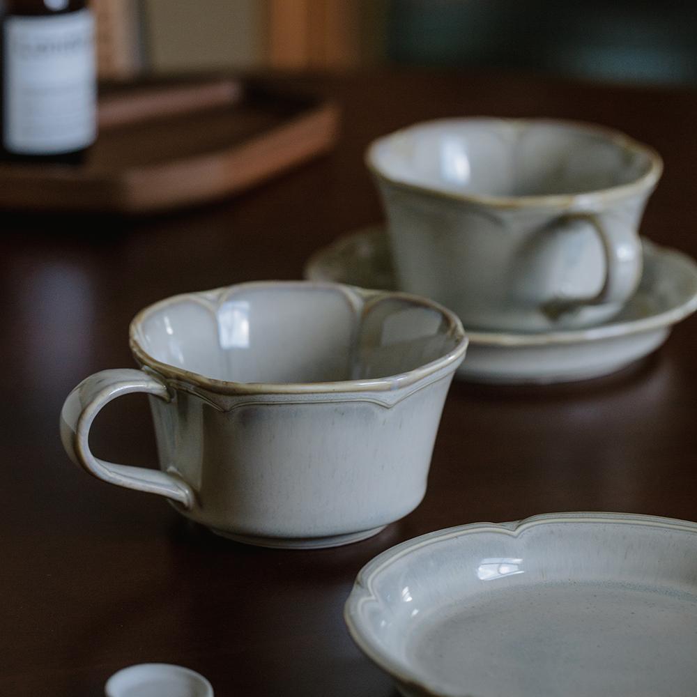 Vintage Ceramic Coffee Cup Set, Home & Commercial Use, Creative Kiln-Changed Latte Art Cup, Cappuccino Mug, Dessert Plate  Vintage Coffee Mug☕ 🥐 🍰  therapeutic cup for Cappuccino   Latte Art Coffee Cup