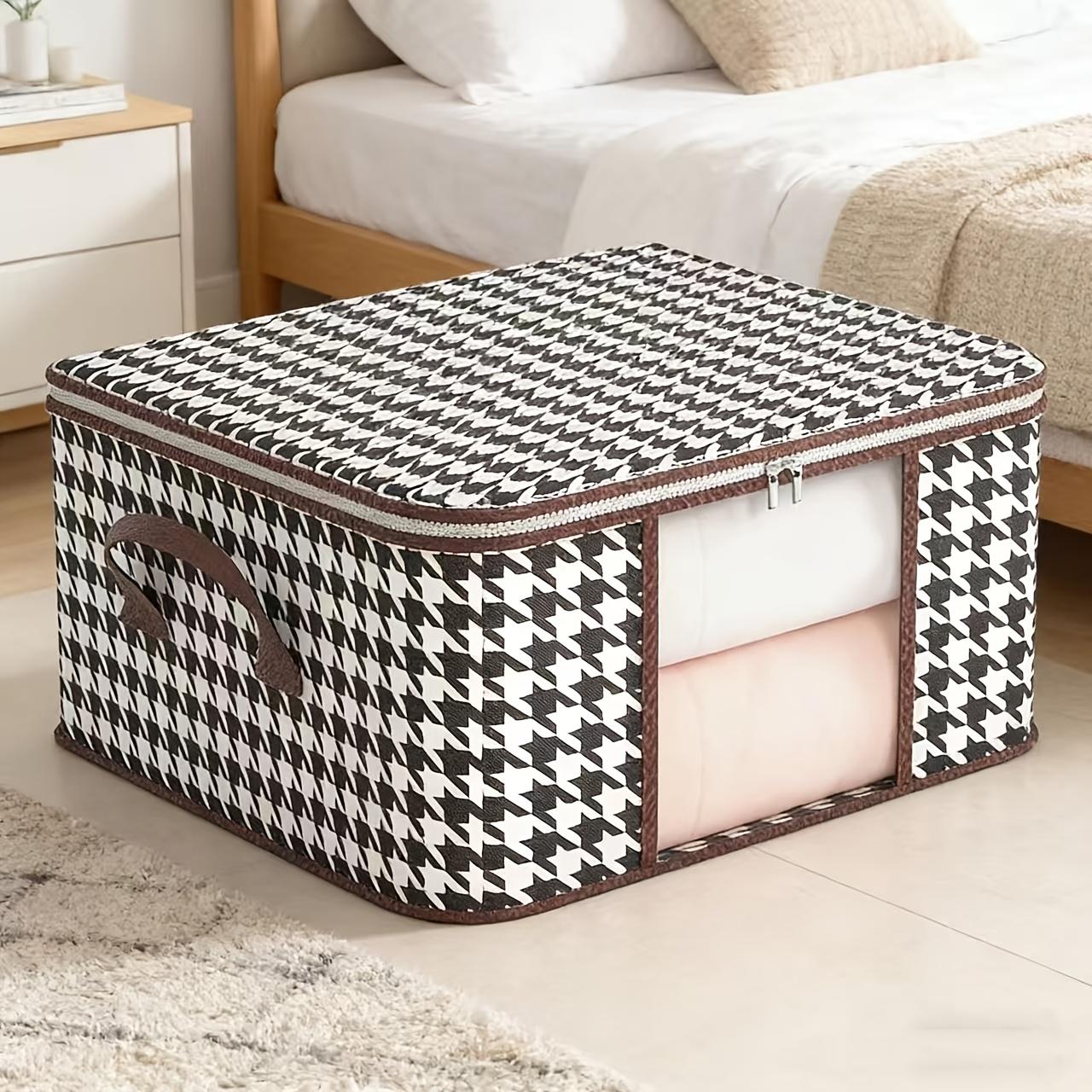 3-Piece Quilt Storage Bags, Foldable Clothes Organizer with Transparent Window, Zipper and Handle, Ideal for Dorms and Bedrooms