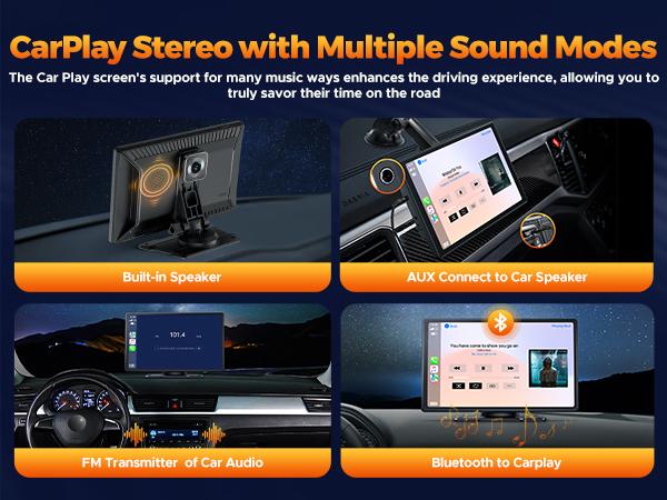 【Valentines】LAMTTO Portable 9-Inch Wireless CarPlay Screen with Dashcam — 2.5K Front Camera and 1080p Rear Camera. Supports Apple CarPlay and GPS Navigation, Suitable for Monitoring Infants in the Car and Reversing Assistance