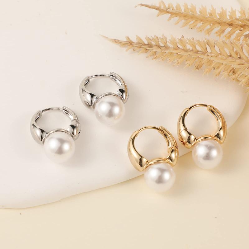 The dangling pearl earrings are great gifts for Mom, Grandma, Wife, Daughter or Sister. The small gold hoop earrings are best choice for Anniversary