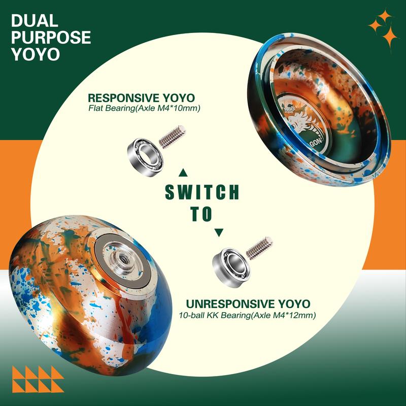 Beginner Long-Lasting Competition Yoyo Ball, Professional Aluminum Alloy Trick Yo-Yo, Advanced Sleep Training Toy for Kids & Adults