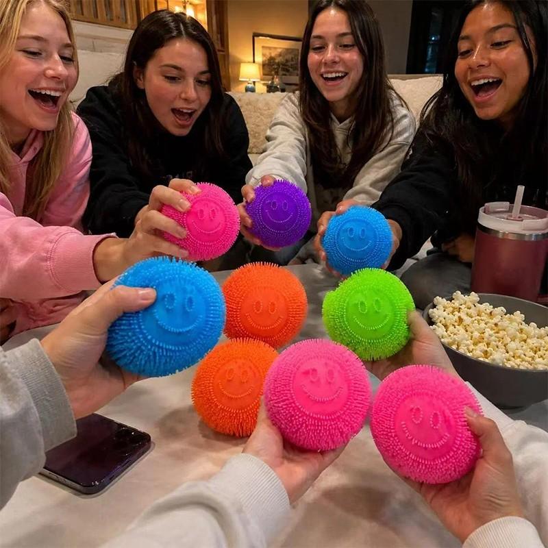 5 Colors TPR Soft Spiky Smiley Face Stress Ball 1 Pack/5 Pack Super Soft Squeezable Rebound Cute Stress Relief Squishy Non-Toxic Sensory Fidget Gift Toy Fidget Toy for Kids Adults