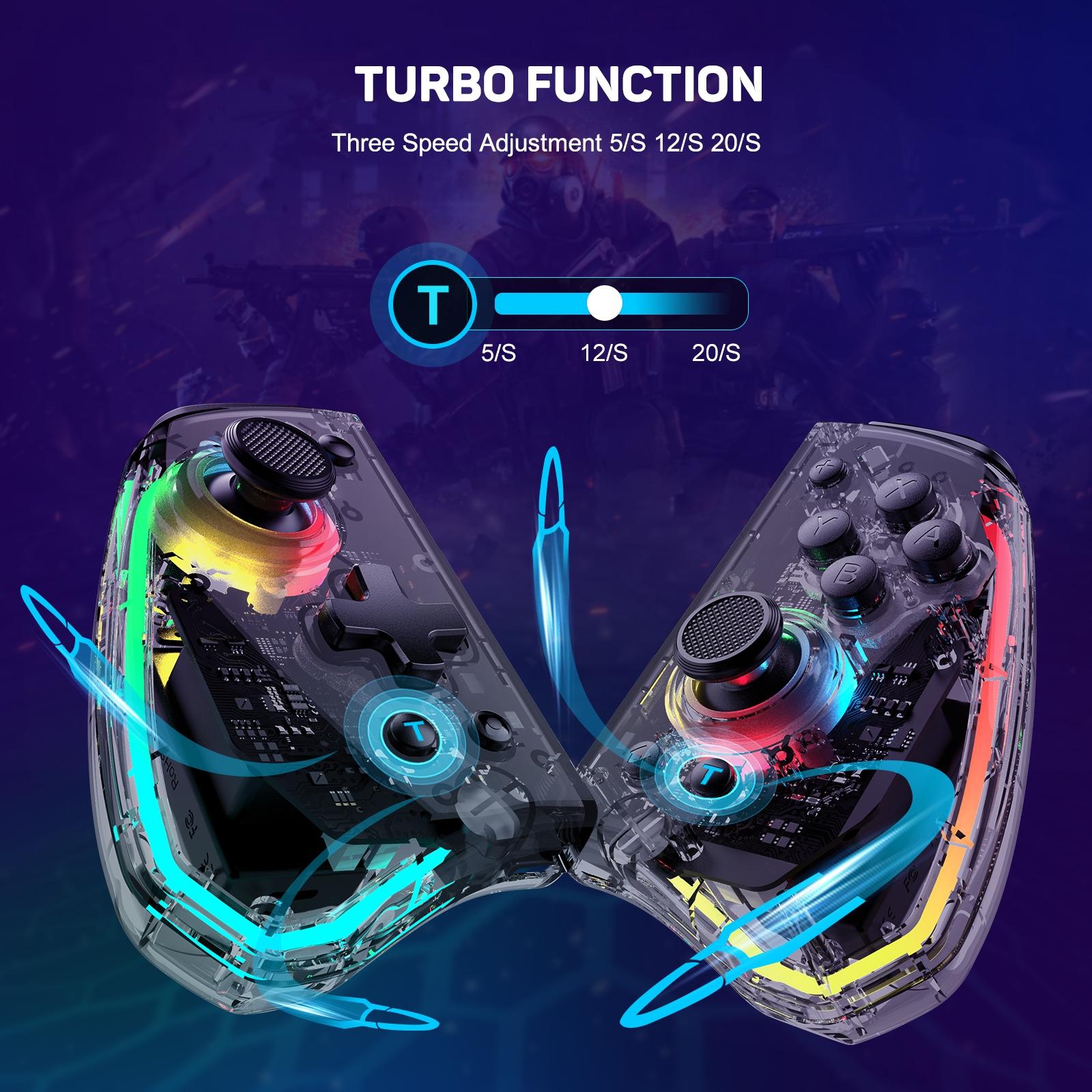 Wireless RGB LED Controller for Nintendo Switch Lite Oled Joy-Con, Dual Vibration Joystick, Compatible with Joy-Cons & Switches