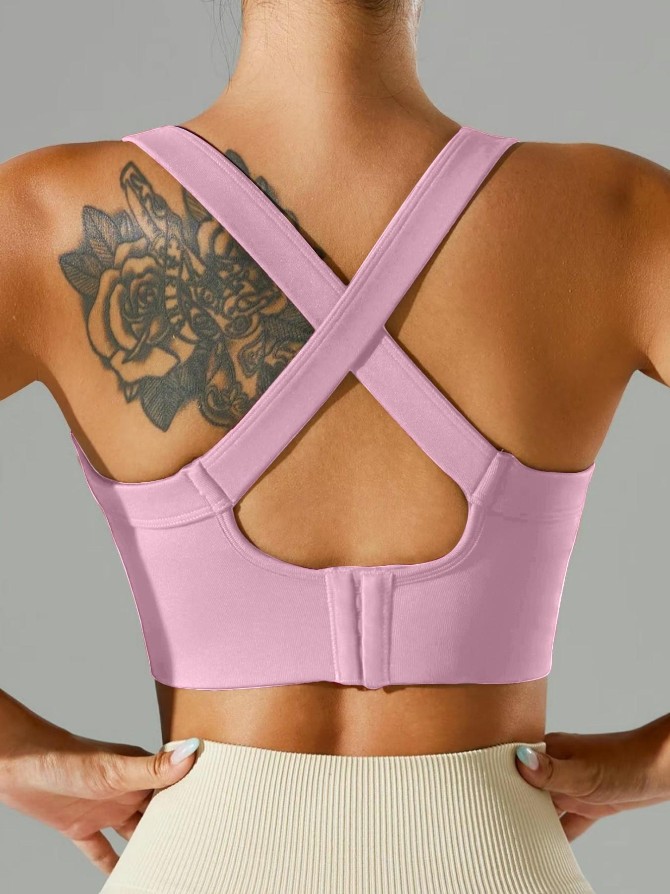 High-Strength Shockproof Sports Bra with Cross-Back Buckle Closure, Women's Athletic Underwear for Gym and Workout
