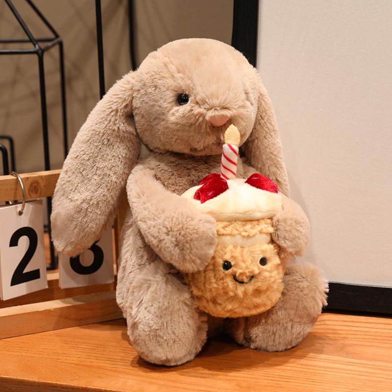 31cm Valentine's Day Bonnie Rabbit Plush Toy, Holding Heart Rose Cake, Soft Handfeel, Perfect Gift for Girlfriend, Easter and Proposal