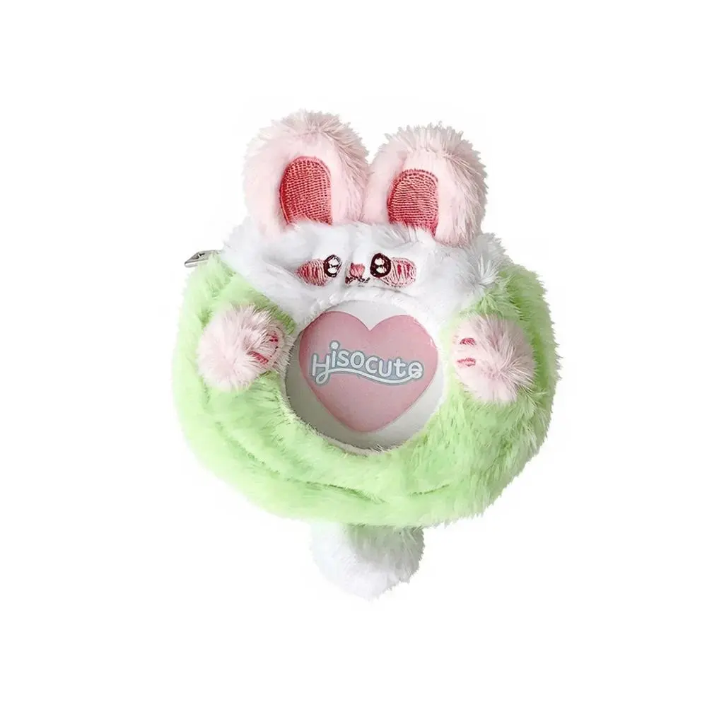 Cute Cartoon Bunny Round Badge Holder Case Ita Bag Pin Kawaii Display Protector Earphone Pouch Keychain Pendant for Students