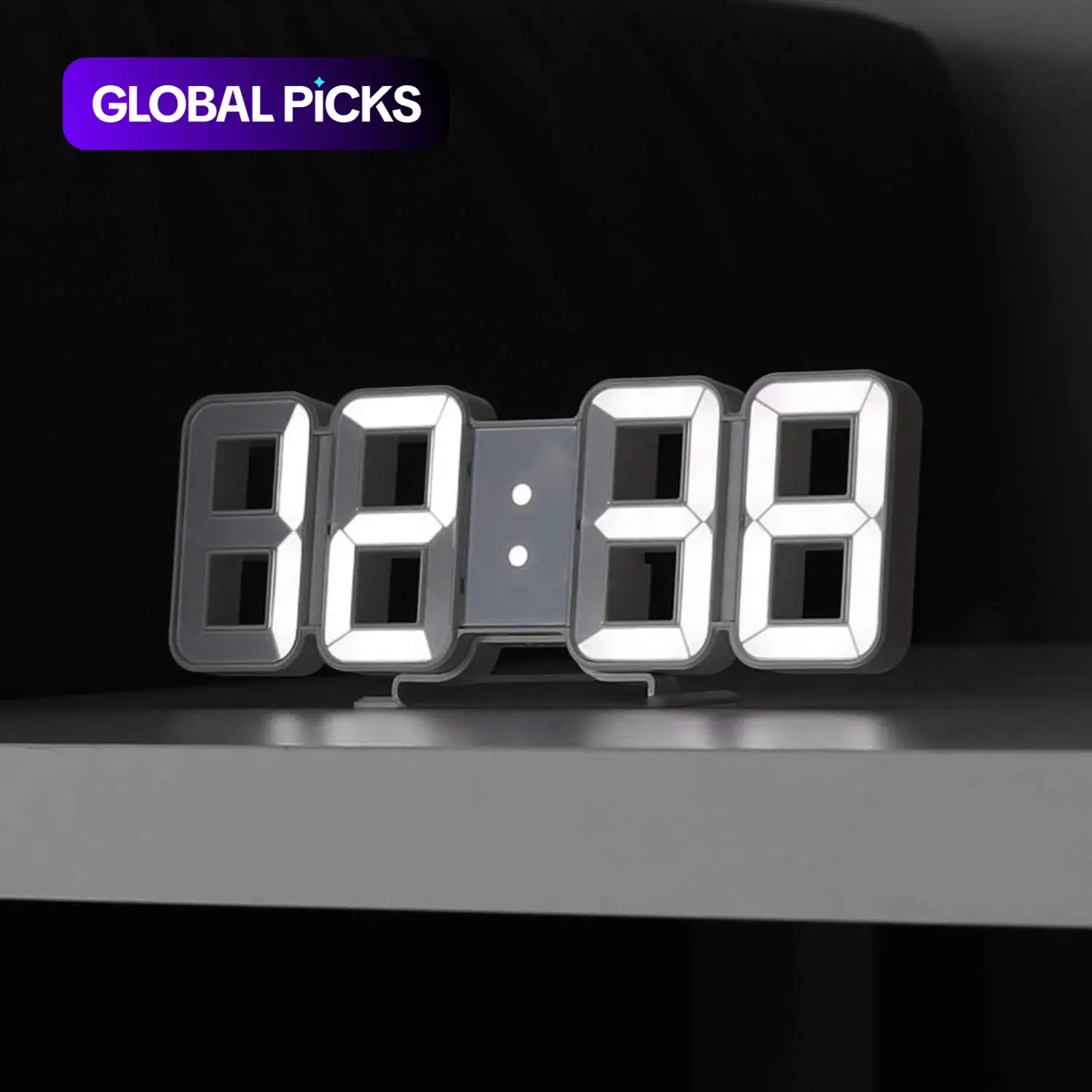 3D LED Digital Wall Clock / Desk Alarm Clock for Kitchen Bedroom Office, 9-Inch LED Night Light Digital Clock with Adjustable Brightness, 12H/24H Display, Time, Date and Temperature, Great Gift #GLOBAL PICKS