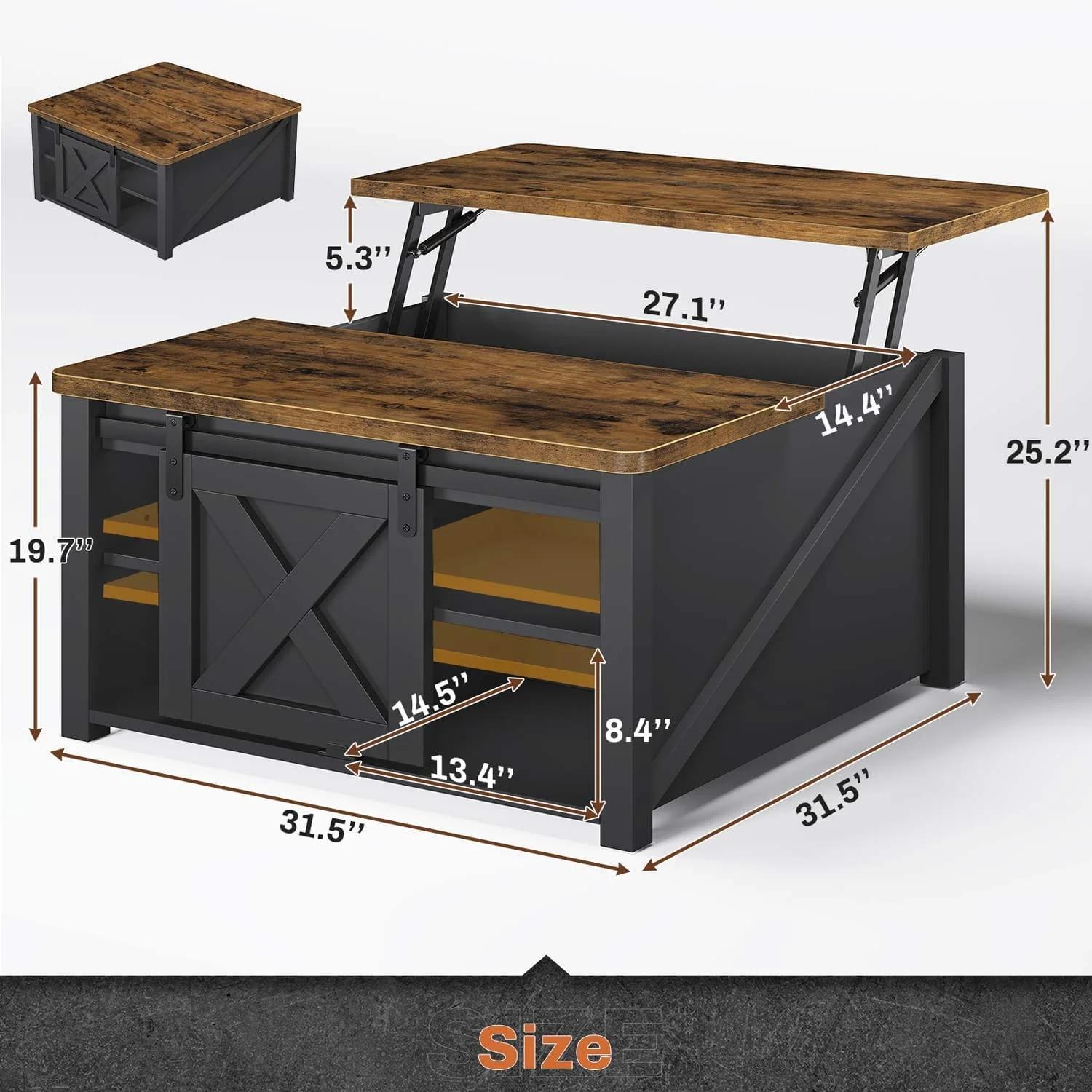 31.5 Inches Lift Top Coffee Table with Hidden Storage Black 31.5 Inches Lift Top Coffee Table with Hidden Storage Black