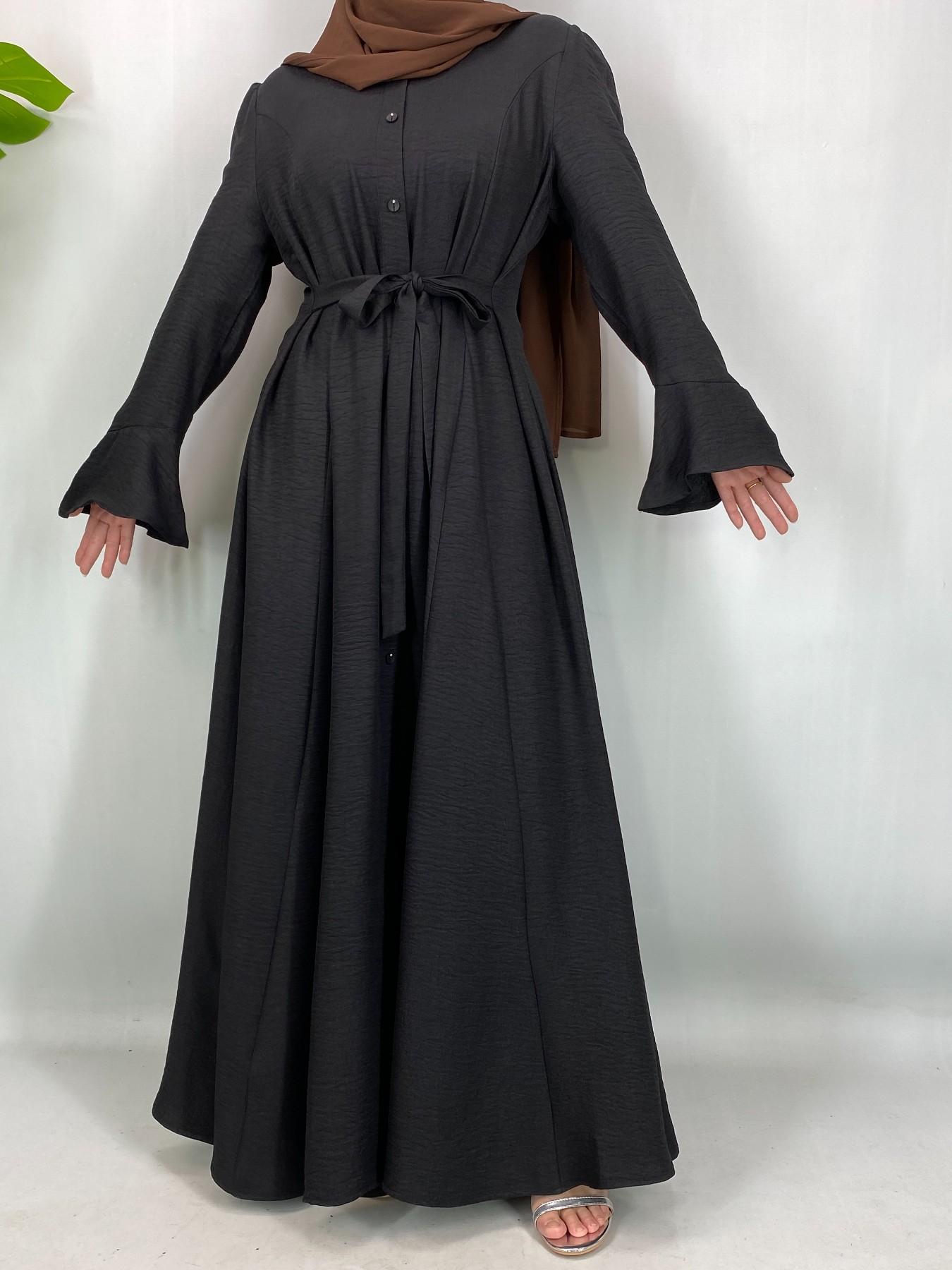 Muslim Fashion Long Robe, Modest Muslim Outfits, Exclusive for Muslim Sisters, 3 Colors, 5 Sizes, Drape Fabric, Bell Sleeves, Daily Wear, Hijab Fashion #HijabFashion #MuslimDress