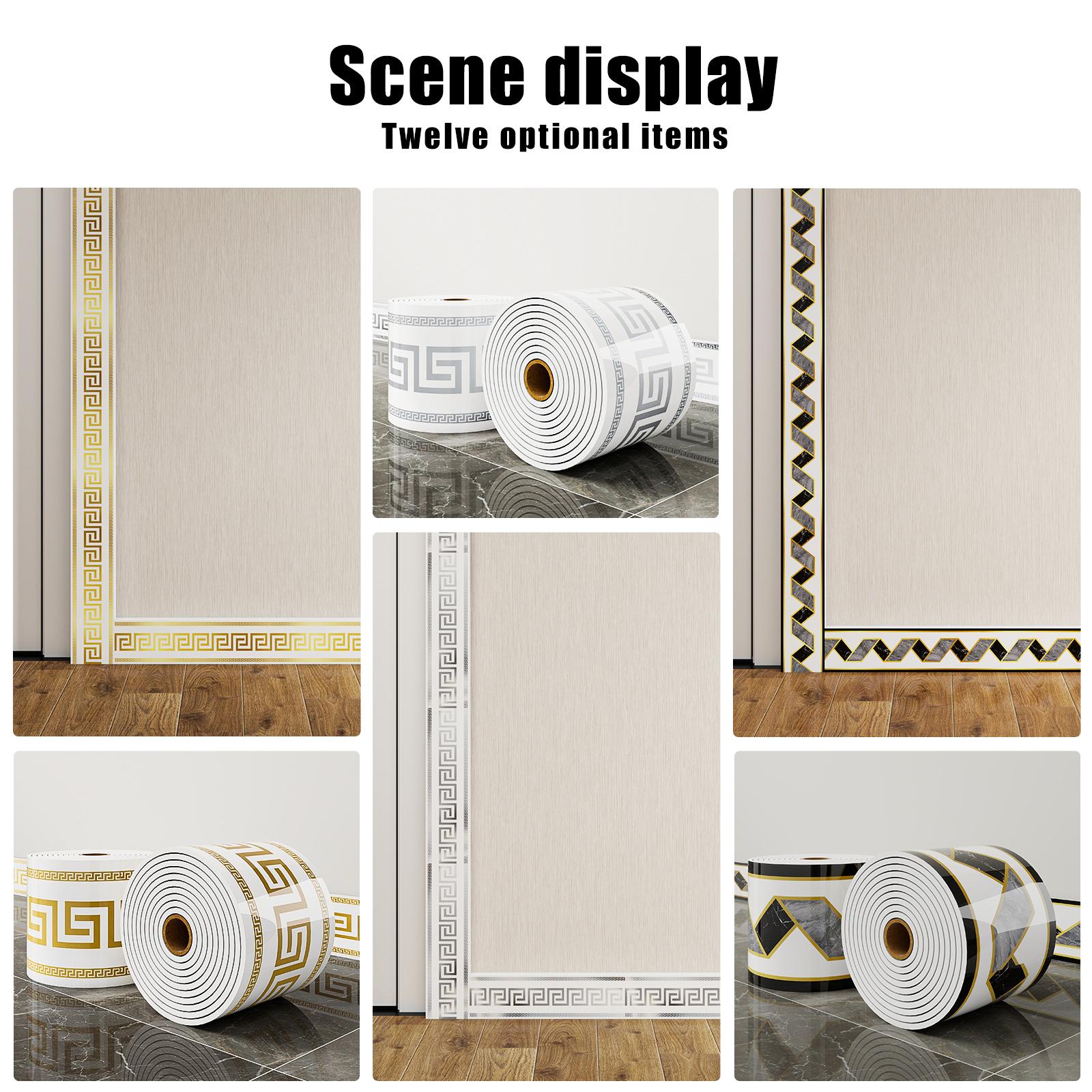 1 roll, 197 inches x 3.94 inches, large thickened version, European-style marble tile panel wallpaper, self-adhesive PVC faux brick, peel and stick, DIY removable with no residue, waterproof, wear-resistant, long-lasting