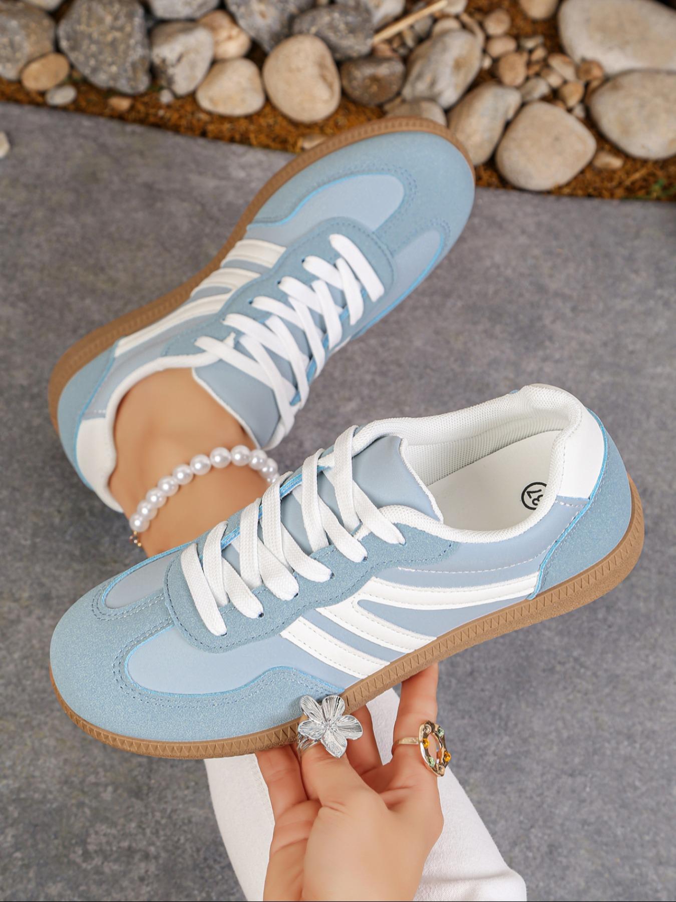 Lucky Step Women's Fashion Sports Shoes, Sporty Running Shoes, Vintage Classic Casual Lace-Up, PU Leather Patchwork, All-Season Tennis Running Walking Shoes, Running Sports Footwear
