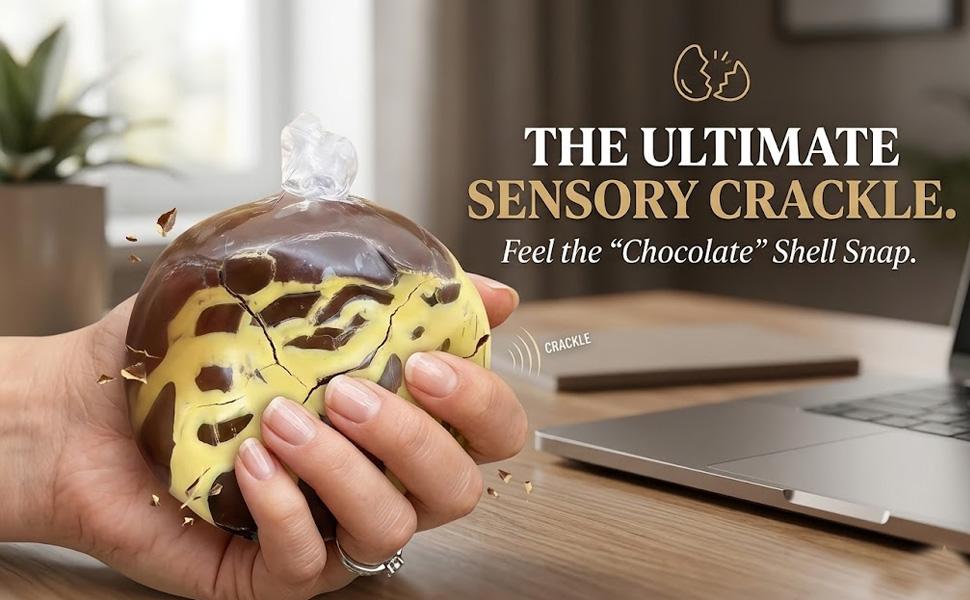 Crispy Chocolate Squeeze Ball, Soft Slow Rebound Stress Relief Decor, Crackling Desk Ornament for Home and Office