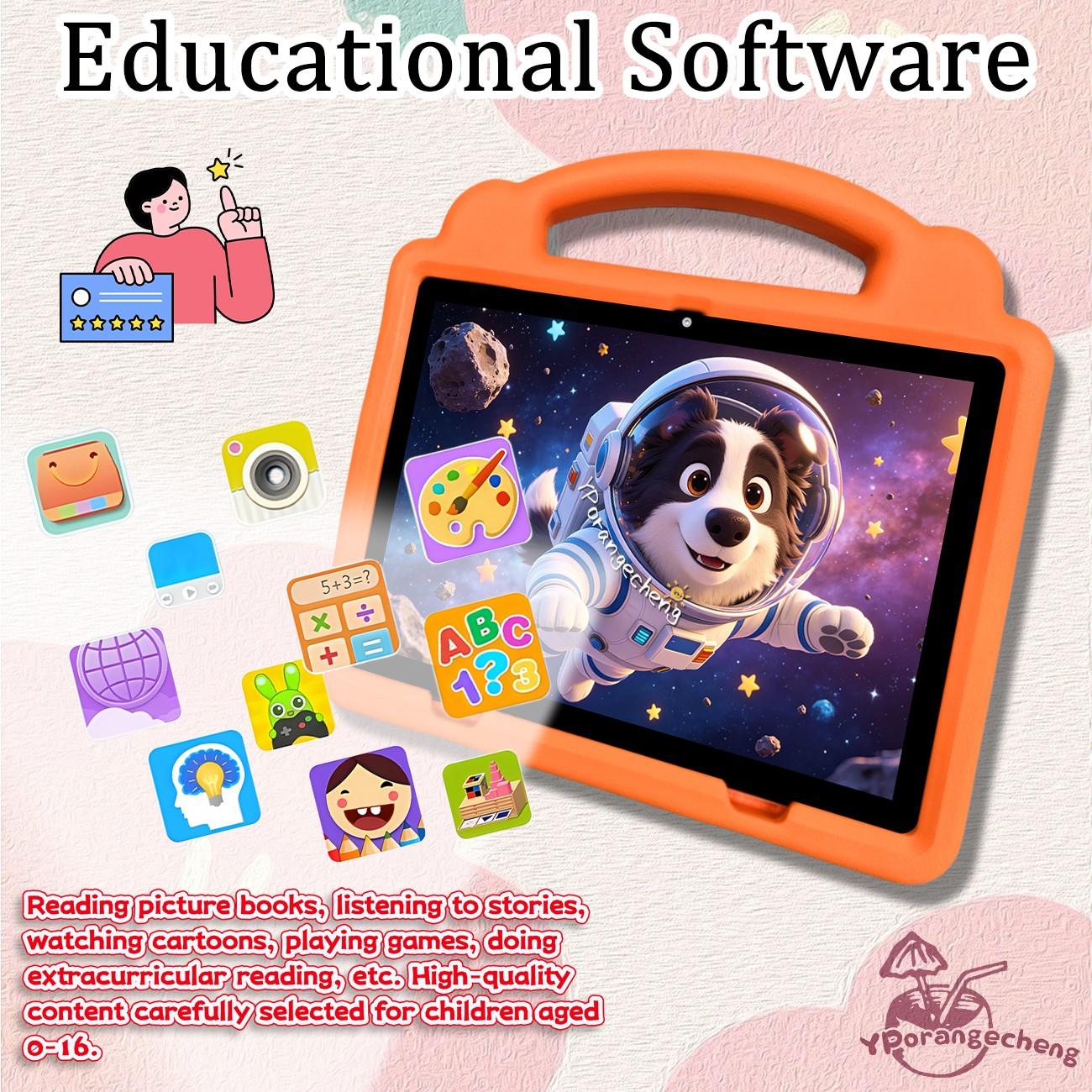 SummerFind 10.1 Inch Android Kids Educational Tablet, Childrens Tablet, 5G WiFi, HD screen with smart parental control, works with professional learning resources, comes with full EVA shockproof case, pink, perfect birthday Christmas gift for children