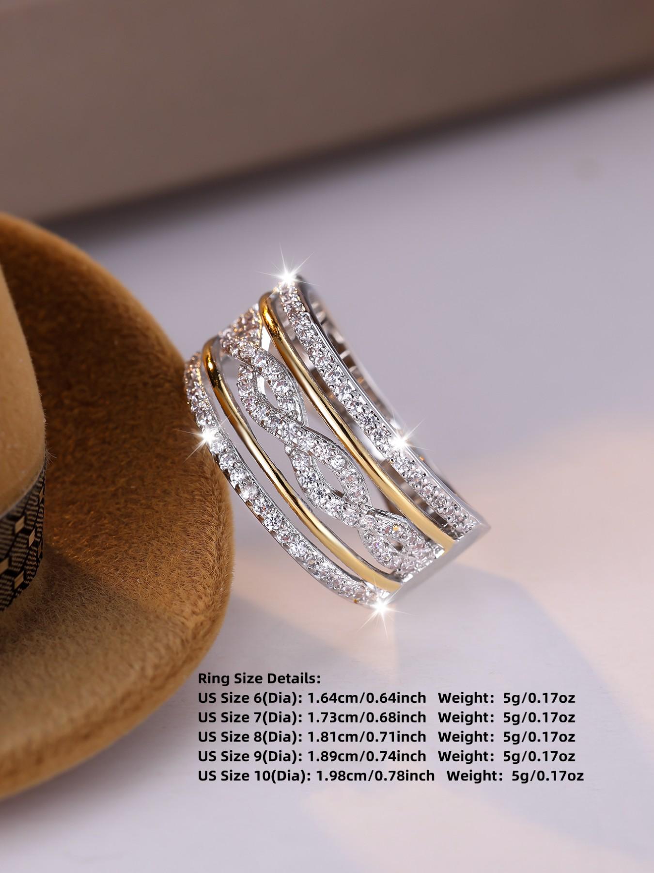 Multi-layer Infinity Rings - Fashion Retro Engagement Rings for Women & Girls, Synthetic Zirconia Inlay Stackable Rings, Perfect for Weddings & Daily Wear Valentine's Day Gift