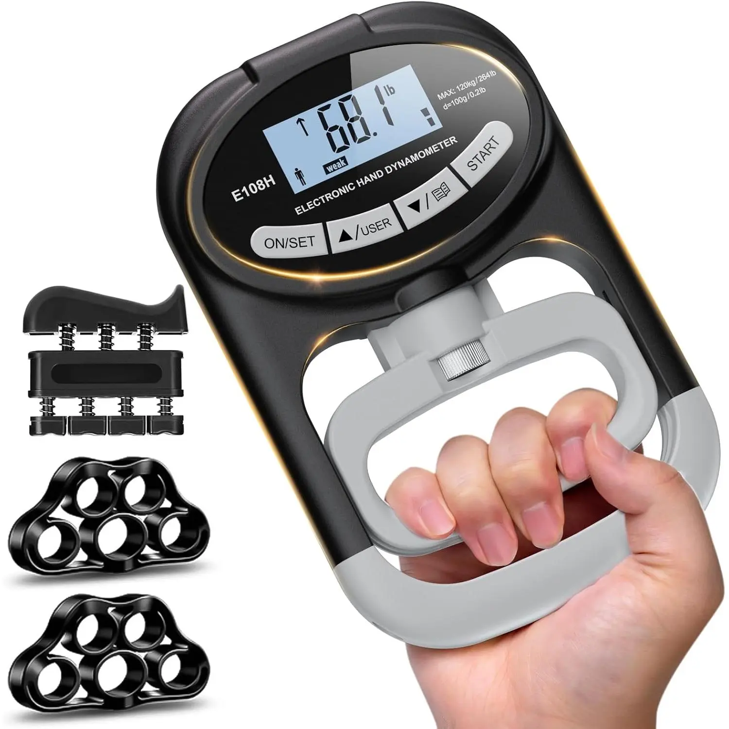 Grip Strength Tester Trainer Hand Grip Dynamometer up to 265lbs