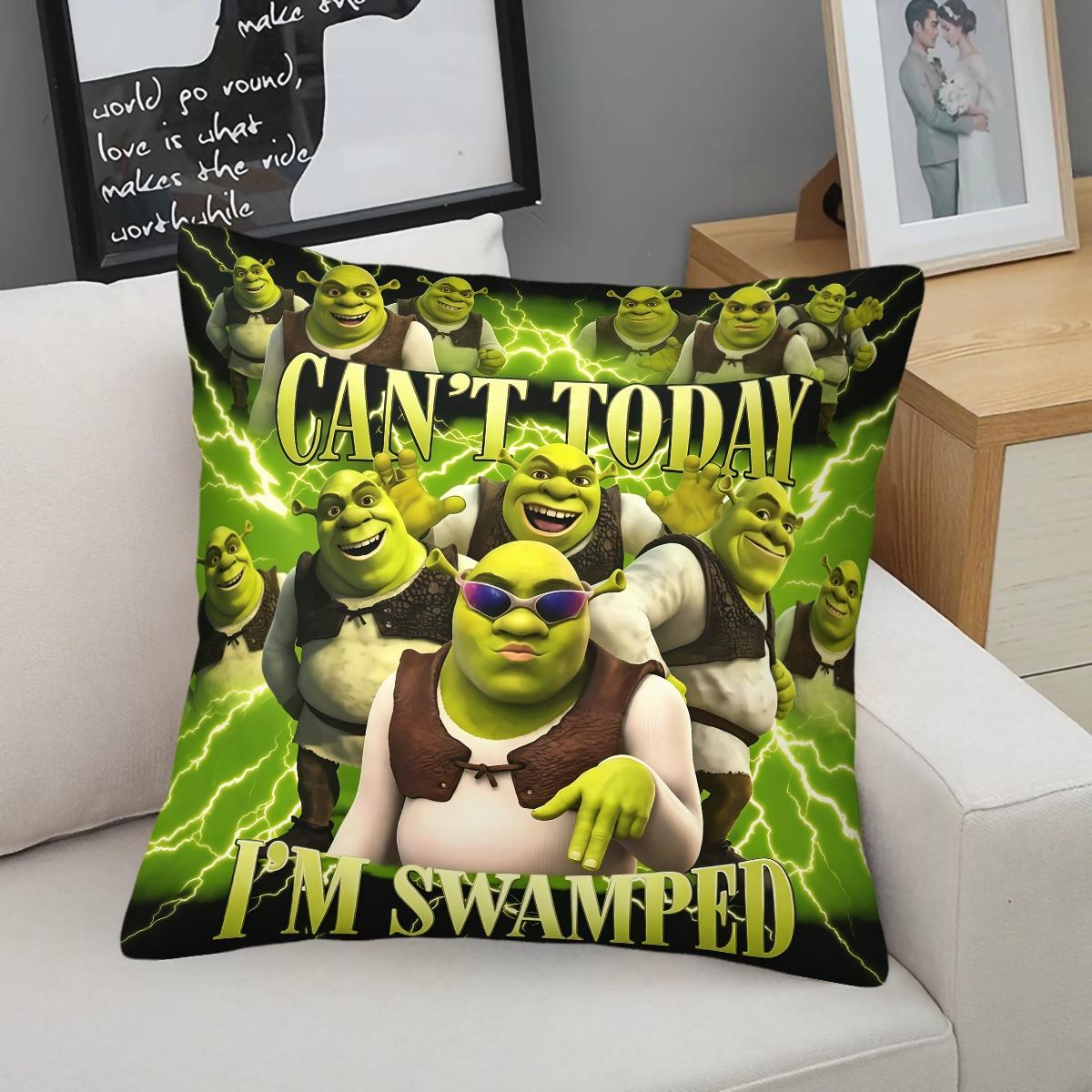 Shrek Pattern Pillow, 1 Piece Includes Pillow Core, Soft And Durable, Suitable For Children And Adults, Daily Holiday Birthday Gift, Bedroom Decoration For Bed, Sofa, Car