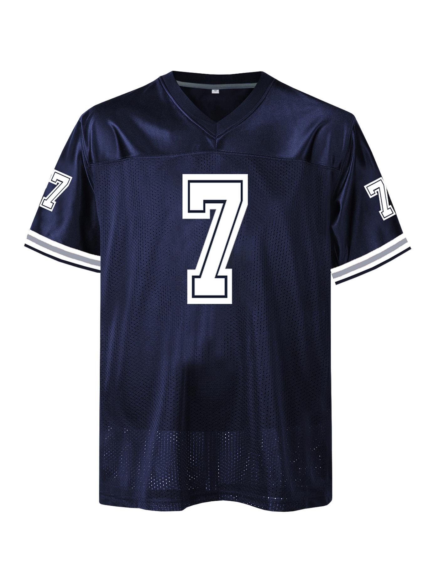 Men's American Football Jersey - Breathable Athletic Top, Embroidered, V-Neck, Short Sleeve, Loose Fit for Casual, Streetwear & Sports Activities