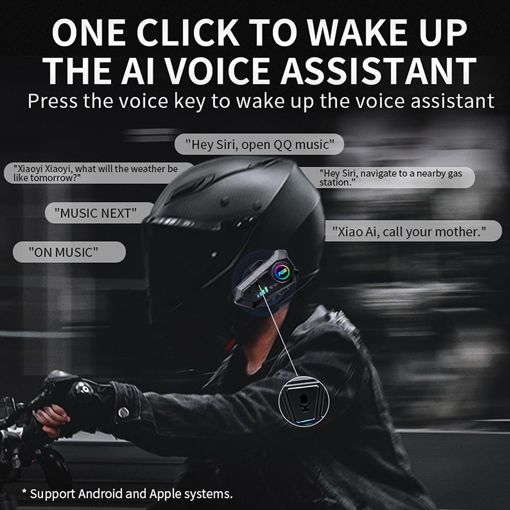 Y102x Motorcycle Helmet Headset, Bluetooth-compatible Intercom, Waterproof Ipx6, 1000mah Battery, Voice Control, Enhance Safe Riding Experience
