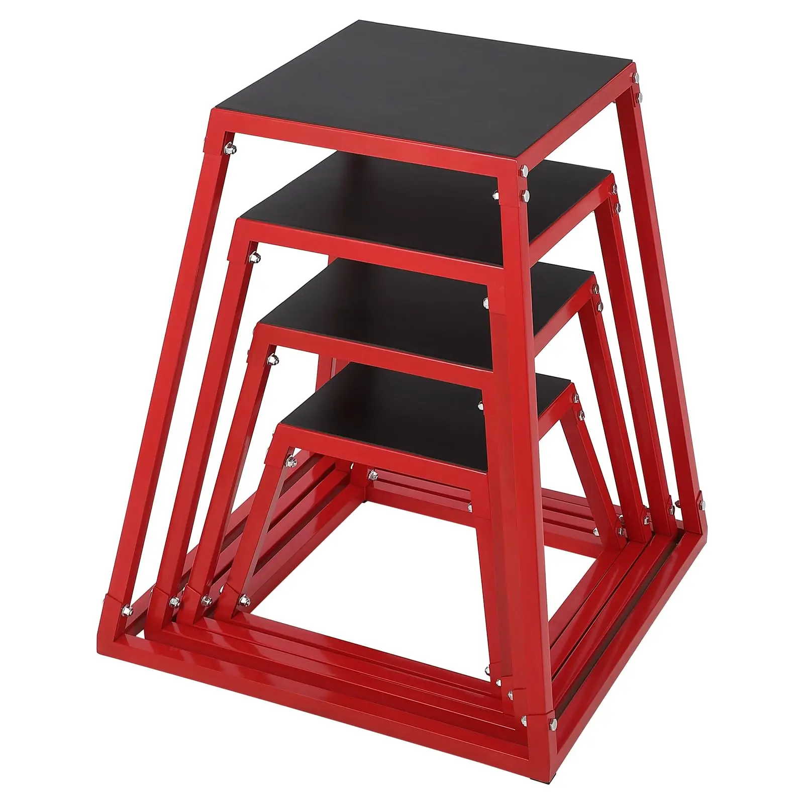 Heavy-Duty Steel Plyometric Jump Box Set with Anti-Slip Rubber Pads, High Stability, and 550lbs Capacity – Includes 12, 18, 24, and 30 Inch Step Platforms for Strength Training and Conditioning Workouts