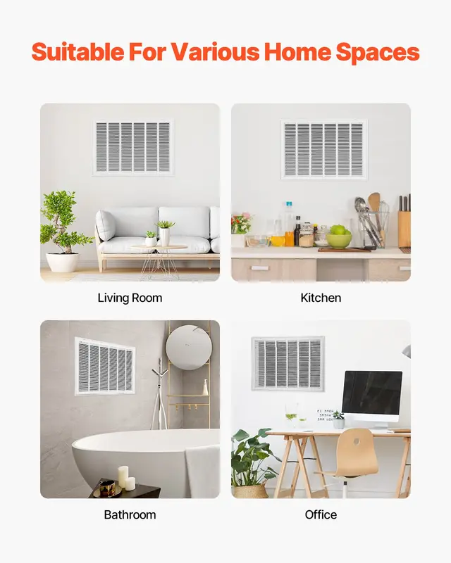 【toolupgrade】VEVOR Return Air Filter Grille, Fits W30x H20 Inch Duct Opening, Filter Not Included, Return Air Vent Cover for Wall, Powder-Coated Steel Return Air Grill Detachable Face/Door for 1 inch Filters