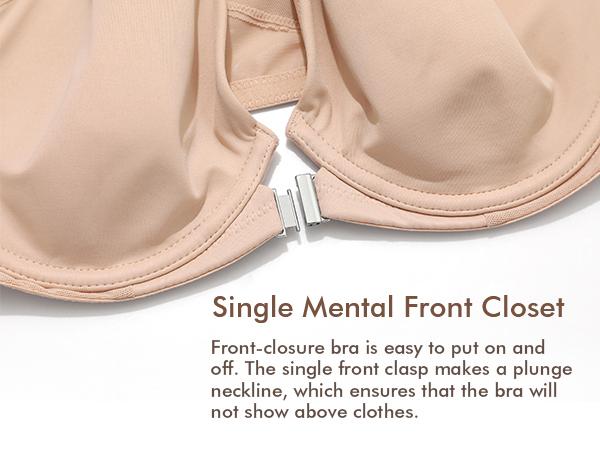 DELIMIRA Women's Front Closure Bras Posture Full Coverage Plus Size Underwire Unlined Back Support Plunge Seamless Bra B-H SpringStatements