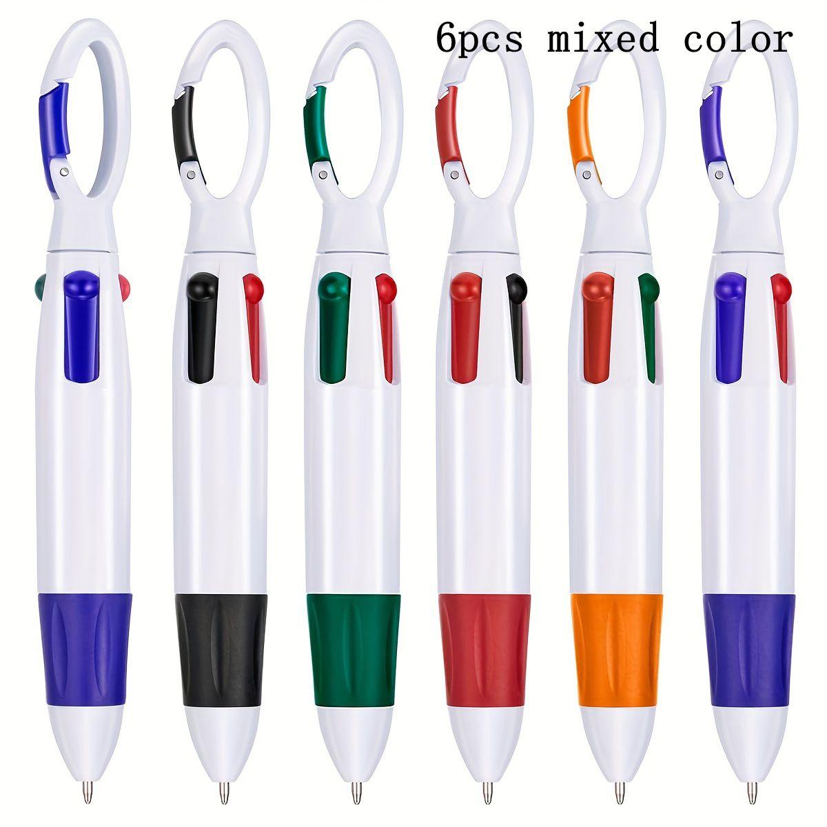 6pcs Plastic Hook and Loop 4 in 1 Multicolor Fun Smooth Writing Pens with Keychain