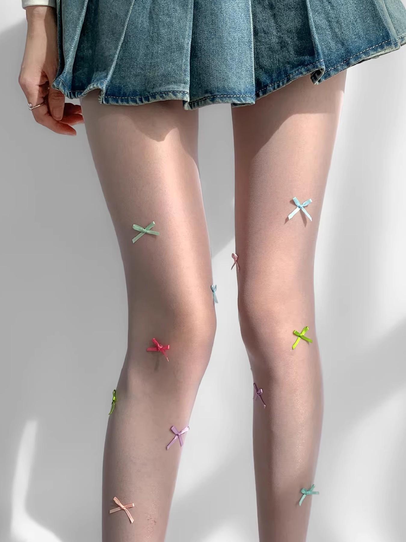 Colorful Bowknot Stockings, Essential Streetwear for Trendy Girls, Pure Desire Style, Perfect for All Seasons, High-Waisted Slim Fit Jumpsuit