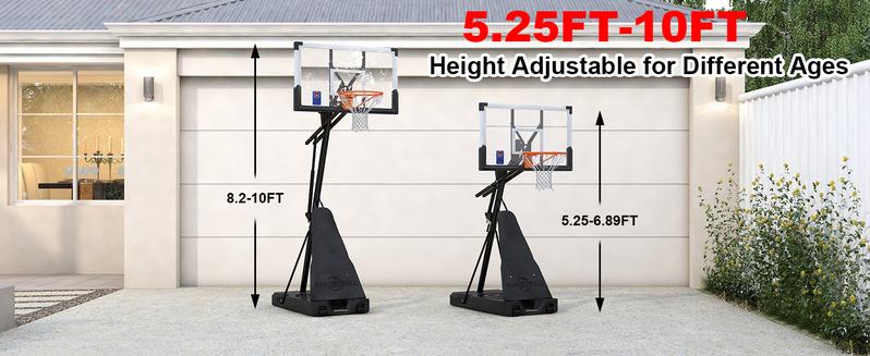 The Cofiyard Portable LED Basketball Stand Outdoor Model with Adjustable Height 5.25-10 ft Reinforced Backboard 44x28 inches & Sandbags for Kids & Adults Home Gym Workout Equipment